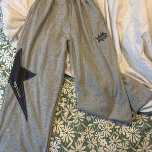 Unique Gray Sweatpants W Gray Star Embroidered Stitching size Small